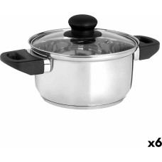 Casserole with glass lid Silver Stainless steel 1,8 L 28 x 9 x 18 cm (6 Units)