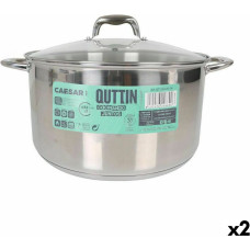 Pot with Glass Lid Quttin Caesar Steel ø 32 x 18,5 cm (2 Units)