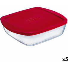 Rectangular Lunchbox with Lid Ô Cuisine Cook&store Ocu Red 2,5 L 28 x 20 x 8 cm Silicone Glass (5 Units)