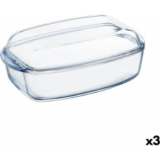 Pasniegšanas Plate Pyrex Classic Ar vāku 4,5 L 38 x 22 x 11 cm Caurspīdīgs Stikls (3 gb.)