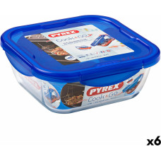 Hermētiska Pusdienu Kastīte Pyrex Cook & go 21 x 21 x 9 cm Zils 1,9 L Stikls (6 gb.)