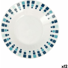 Deep Plate Quid Simetric Blue Ceramic 20 cm (12 Units)