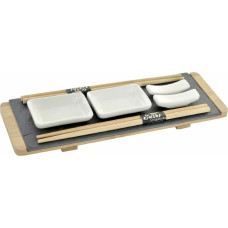 Sushi Set DKD Home Decor Brown Black Natural Bamboo Board 30 x 10 x 3,5 cm (9 Pieces) (30 x 10 x 3,5 cm)