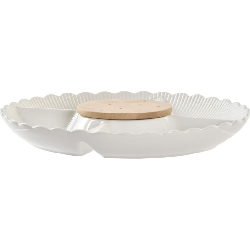 Snack tray DKD Home Decor 25,5 x 25,5 x 3 cm Natural Porcelain White