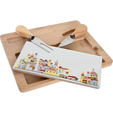 Uzkodu komplekts DKD Home Decor 24,5 x 20 x 1,2 cm Sarkans Balts Daudzkrāsains Keramika Cottage Mājas