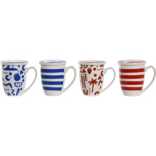 Cup with Tea Filter Home ESPRIT Blue Red Stainless steel Porcelain 380 ml (4 Units)