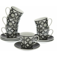 Komplekts 6 tējas tasītes ar apakštasītēm Versa Urbana Porcelāns 9 x 14 x 14 cm 10,5 x 8 x 6 cm 14 x 14 x 2 cm