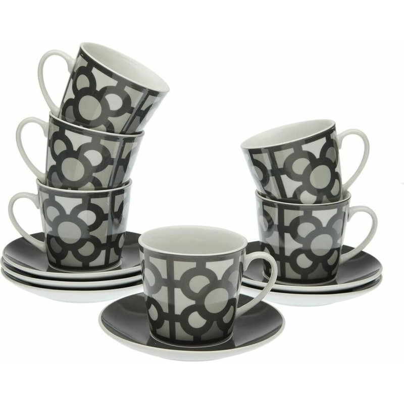 Set of 6 teacups with plates Versa Urbana Porcelain 9 x 14 x 14 cm 10,5 x 8 x 6 cm 14 x 14 x 2 cm