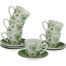 6 krūžu ar šķīvi komplekts Versa Amanda 90 ml Daudzkrāsains Porcelāns