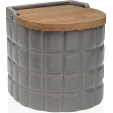 Salt Shaker with Lid Versa Frames Grey Ceramic Bamboo Dolomite 11 x 11 x 11 cm