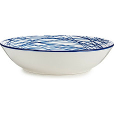 Deep Plate Stripes Porcelain Blue White 6 Units (20 x 4,7 x 20 cm)