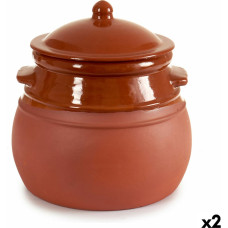 Casserole with Lid Baked clay 4,5 L 25 x 27 x 25 cm (2 Units)