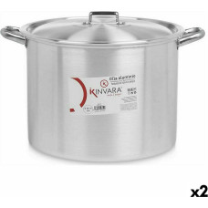 Casserole with Lid Ø 34 cm Silver Aluminium (2 Units)