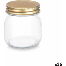 Jar Transparent Golden Metal Glass 300 ml 7,5 x 9 x 7,5 cm (36 Units)