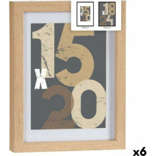 Wall photo frame Natural Glass MDF Wood 20,5 x 2,5 x 26,5 cm (6 Units)