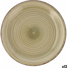 Flat plate Quid Vita Natura Ceramic Green Ø 27 cm (12 Units)