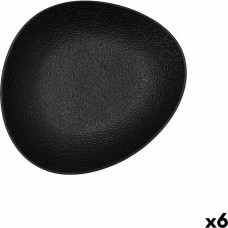 Deep Plate Bidasoa Fosil Black Ceramic Oval 22 x 19,6 x 4,5 cm (6 Units)