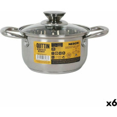 Casserole with glass lid Quttin New Neron Steel 26 x 18 x 10 cm (6 Units)