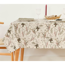 Stain-proof resined tablecloth Belum Christmas Mistletoe Red Green Natural 200 x 150 cm