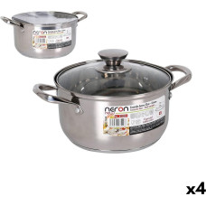 Casserole with lid Quttin New neron Steel 4 L Ø 22 cm 30 x 22 x 12 cm (4 Units)