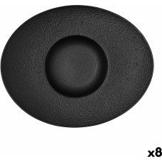 Deep Plate Bidasoa Fosil Black Ceramic Oval 27,3 x 22,2 x 5,7 cm (8 Units)