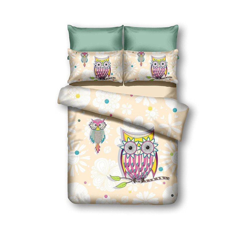 OWLS bedding, cream color, printed animal motif, 155x220_80x80*1