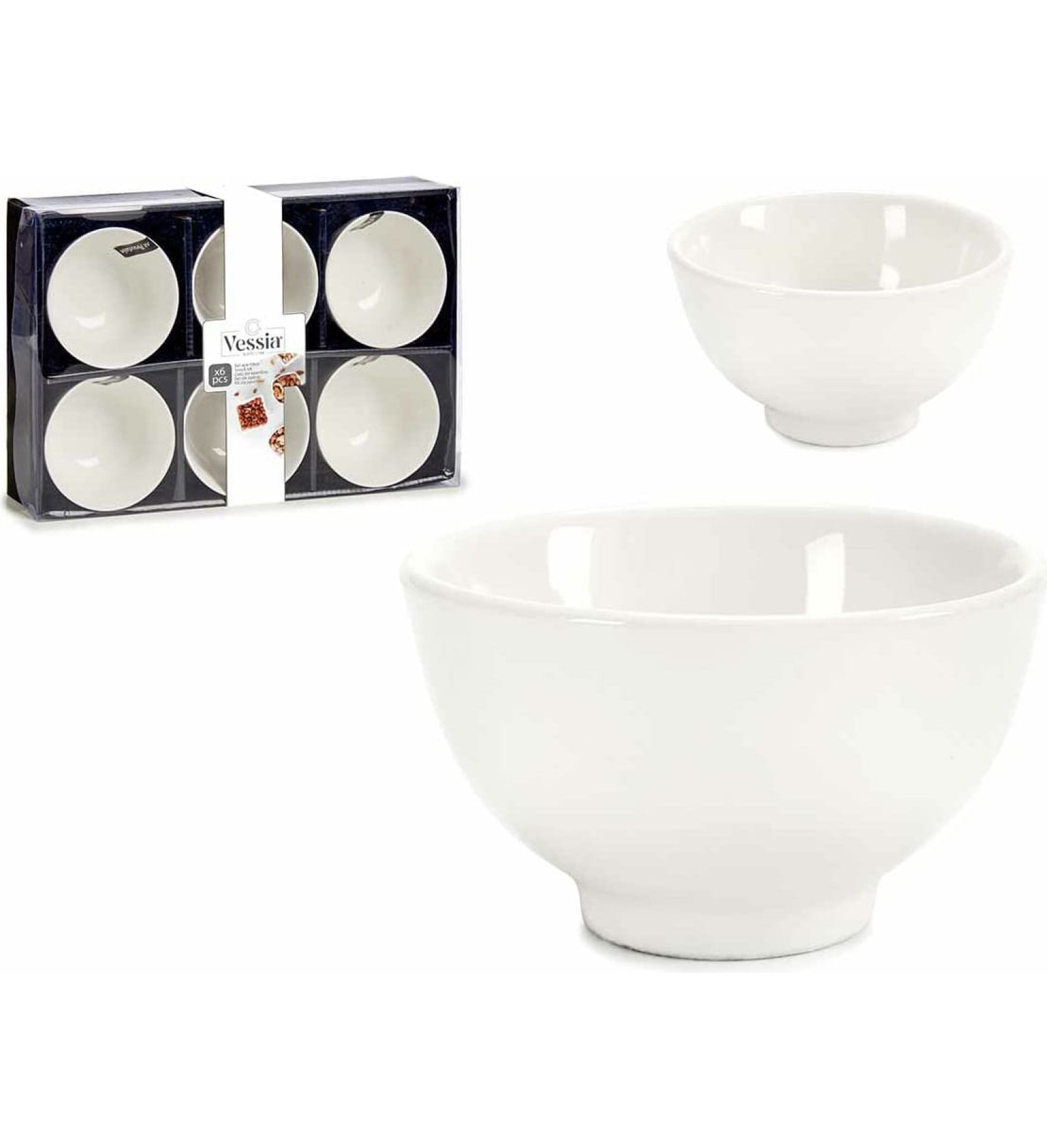 Bļodu komplekts Porcelāns Balts 150 ml 6 Daudzums 11 x 5,5 x 11 cm