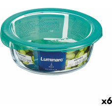 Round Lunch Box with Lid Luminarc Keep'n Lagon 920 ml 15,6 x 6,6 cm Turquoise Glass (6 Units)