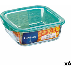 Square Lunch Box with Lid Luminarc Keep'n Lagon 760 ml 13 x 6 cm Turquoise Glass (6 Units)