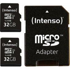 Micro SD Memory Card with Adaptor INTENSO 32 GB x 2