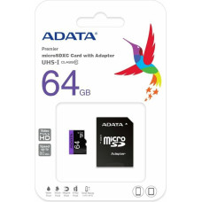 Micro SD Memory Card with Adaptor Adata CLASS10 64 GB