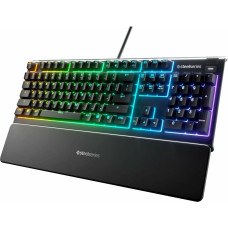 Spēļu Klaviatūra SteelSeries Apex 3 Qwerty portugāļu valodās Melns