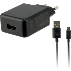 Wall Charger + USB Micro Cable KSIX USB 2A Black