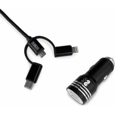 Universal USB Car Charger + USB-C Cable Subblim SUB-CHG-4CC002 Black 12 W