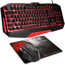 Klaviatūra un Pele Spirit of Gamer SOG-3IN1-ES Melns Sarkans AZERTY