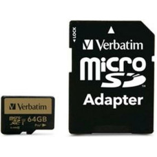 Micro SD Memory Card with Adaptor Verbatim Pro+ 64 GB