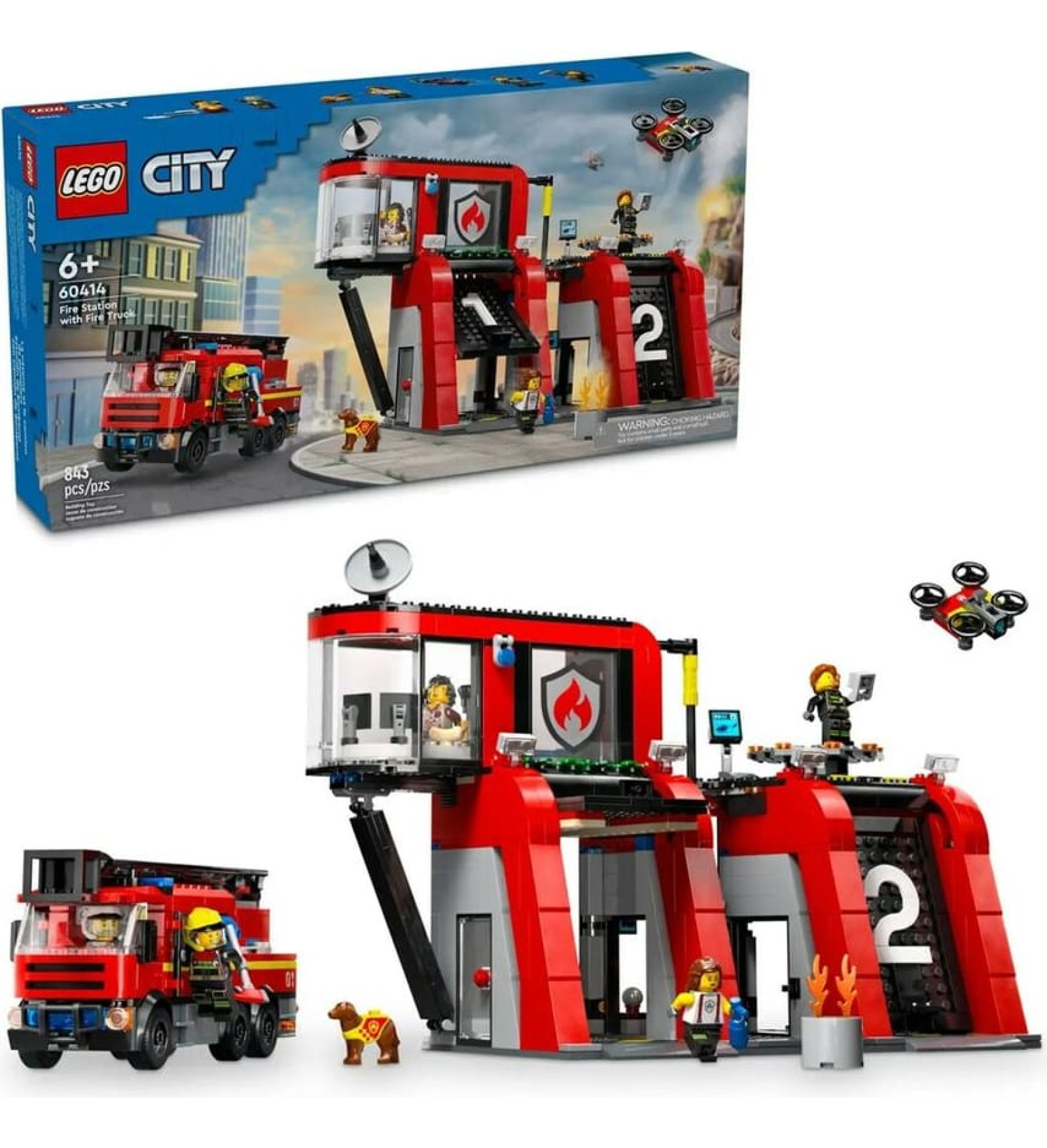 Playset Lego 60414 Fire station with Fire engine