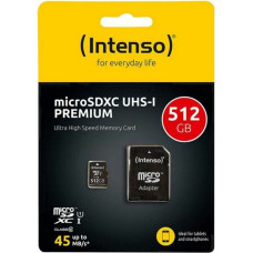 Micro SD Memory Card with Adaptor INTENSO 3423493 512 GB 45 MB/s