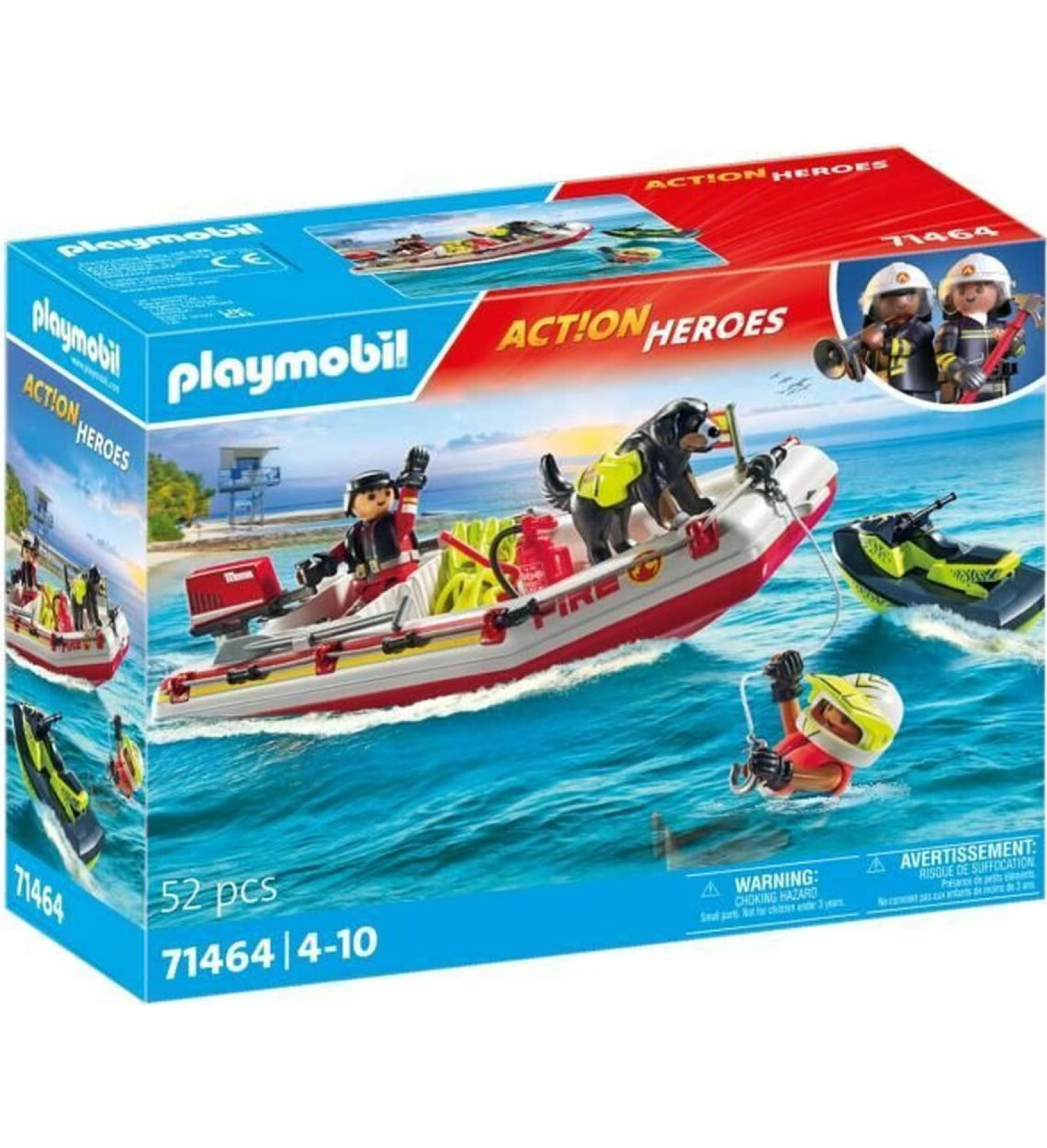 Playset Playmobil Action Heroes - Fireboat and Water Scooter 71464 52 Daudzums