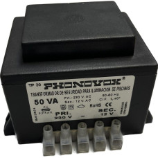 Safety transformer for swimming pool lighting PHONOVOX tp31050 50 VA 12 V 230 V 50-60 Hz 9,8 x 7,9 x 6,4 cm