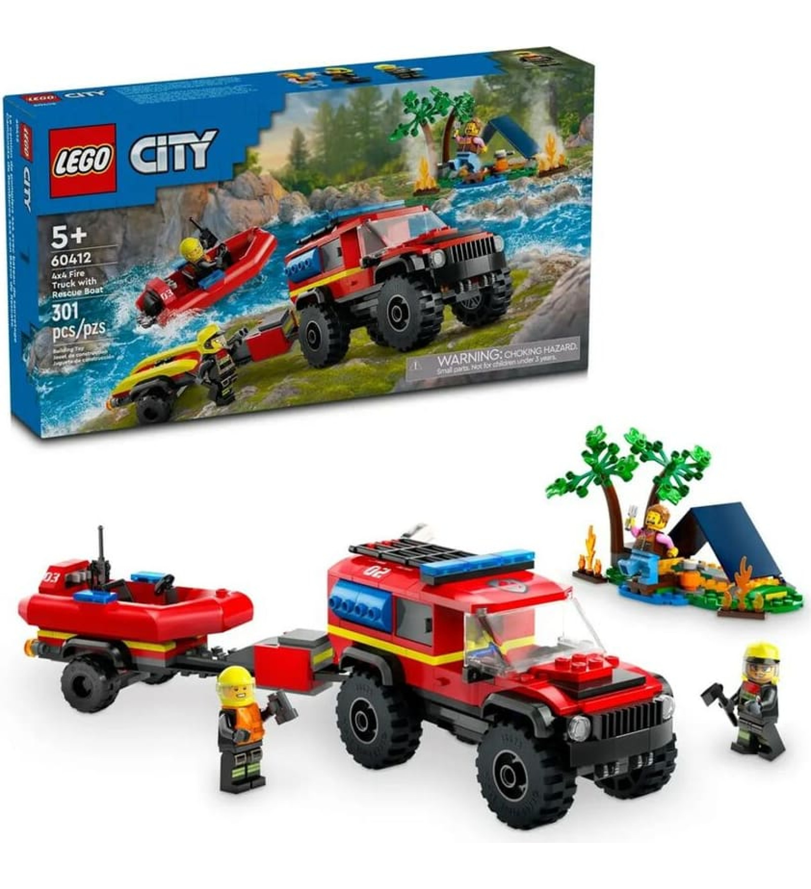 Playset Lego 60412 4x4 Fire Engine with Rescue Boat