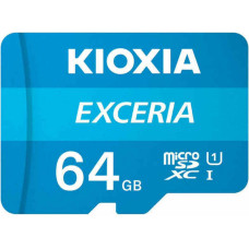 Micro SD Memory Card with Adaptor Kioxia Exceria 64 GB UHS-I Class 10 Blue