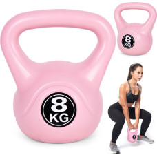 Kettlebell virdulys 8 kg mankštai su hanteliu su svoriu apkrova fitneso svoris rožinis